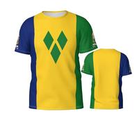 Camiseta Bandera De San Vicente Y Las Granadinas Manga Corta Hombre Camiseta De Hombre Básica Camisetas para Pesca Deportiva Correr 3XL
