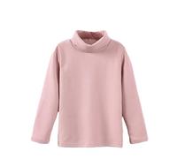 Camiseta base de cuello alto para niños 2026 otoño e invierno mezcla de algodón hombres y mujeres camisetas de manga larga con tops calientes, Rosa., 11-12 años