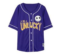 Camiseta Baseball Manga Corta de Pesadilla Antes de Navidad - Morado - Talla S - Elaborado con 100% Poliéster - Estampado de Jack - Producto Original