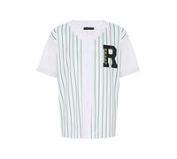 Camiseta Baseball Rayas Manga Corta Blanco-Verde L