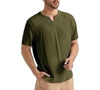 Camiseta básica ajustada de ajuste regular para hombre, informal, de algodón, holgada, de manga corta, cárdigan de verano, cuello en V, para interiores y exteriores, deportes, vida diaria, a, XXL
