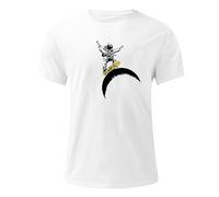 Camiseta básica ajustada de ajuste regular para hombre, manga corta, cuello redondo, transpirable, camiseta de astronauta, surf, estampados divertidos para interiores y exteriores, deportes, vida