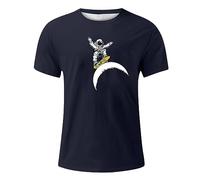 Camiseta básica ajustada de ajuste regular para hombre, manga corta, cuello redondo, transpirable, camiseta de astronauta, surf, estampados divertidos para interiores y exteriores, deportes, vida