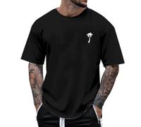 Camiseta básica de ajuste regular para hombre, casual, a la moda, holgada, con estampado de coco 3D, cuello redondo, manga corta, para interiores y exteriores, deportes, vida diaria, Negro, L