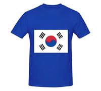 Camiseta básica de algodón con cuello redondo y estampado de la bandera de la República de Corea para hombre, novedosa camiseta gráfica de manga corta, estilo diario, color negro, azul, XL