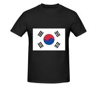 Camiseta básica de algodón con cuello redondo y estampado de la bandera de la República de Corea para hombre, novedosa camiseta gráfica de manga corta, estilo diario, color negro, Negro, 6XL