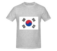 Camiseta básica de algodón con cuello redondo y estampado de la bandera de la República de Corea para hombre, novedosa camiseta gráfica de manga corta, estilo diario, color negro, gris, 6XL