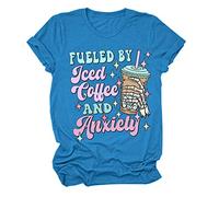 Camiseta básica de algodón para mujer, cuello redondo, camiseta de manga corta, informal, camiseta de encaje de manga larga, color negro, azul, XXL