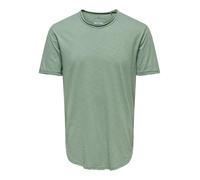 Camiseta básica de Cuello Redondo para Hombre O&S Manga Corta Larga de un Solo Color de algodón ONACERO, Color:Verde Pastel, Size:S