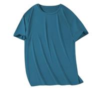 Camiseta básica de manga corta ajustada para hombre, casual, holgada, color sólido, malla, transpirable, manga corta, para interiores y exteriores, deportes, vida diaria, azul, 5XL