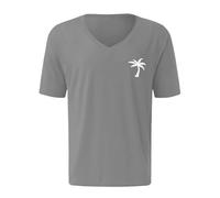 Camiseta básica de manga corta ajustada para hombre, verano, playa, estampado de coco, cuello en V, camiseta de manga corta para interiores y exteriores, deportes, vida diaria, gris oscuro, 6XL