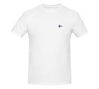 Camiseta básica de manga corta con estampado de bandera finlandesa para hombre, clásica esencial, algodón suave para familiares y amigos, blanco, 3XL