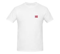Camiseta básica de manga corta con estampado de bandera noruega para hombre, clásica esencial, algodón suave para familiares y amigos, blanco, 3XL