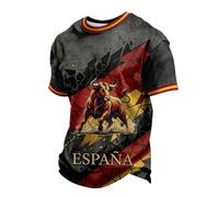 Camiseta básica de manga corta para hombre, elástica, para fitness, gimnasio, torero, diseño de torero, camiseta estampada, camiseta de algodón, camiseta de toro español, polo para Corrida Festival, O