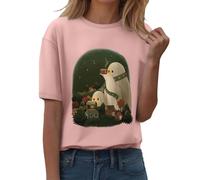 Camiseta básica de manga corta para mujer, camiseta de Halloween 2025, camiseta de manga corta para mujer, cuello redondo, estampado de calabaza, casual, otoño, 2025, para interiores y exteriores
