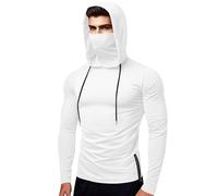 Camiseta básica de manga larga ajustada para hombre, camiseta de pesca al aire libre para fitness, correr, pesca, senderismo, para deportes en interiores y exteriores, vida diaria, blanco, S