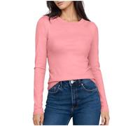 Camiseta básica de manga larga para mujer, cuello redondo, manga larga, camiseta ligera de manga larga, Rosa., XXL