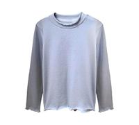 Camiseta Básica de Manga Larga para Niñas Prendas Casuales y Cómodas para Temporada Invierno Otoño Infantil (Blue, 5-6 Years)