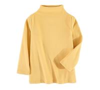 Camiseta básica de manga larga para niños pequeños, niñas y niños, color liso, camiseta de algodón cómoda para el día a día, amarillo, 4-5 años