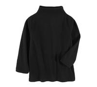 Camiseta básica de manga larga para niños pequeños, niñas y niños, color liso, camiseta de algodón cómoda para el día a día, Negro , 4-5 años