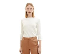 Camiseta básica de mujer TOM TAILOR con manga tres cuartos, Blanco (10315-blanco susurro), XXXL
