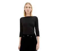 Camiseta básica de mujer TOM TAILOR con manga tres cuartos, Negro (14482-profundo negro), 3XL