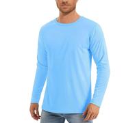 Camiseta básica de secado rápido para hombre, camiseta de manga larga para hombre, blusa de manga larga para gimnasio, deportes, vida diaria, trabajo y hogar, azul claro, L