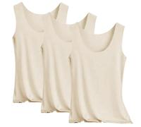 Camiseta básica de tirantes para mujer, 3 piezas, color negro, camiseta deportiva para mujer, con sujetador integrado, camiseta interior sin mangas, chaleco elástico, camisola de efecto frío, tela de