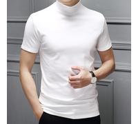 Camiseta básica lisa de cuello alto para hombre, blusa de manga corta diseñada como una cómoda capa inferior (XL blanco)