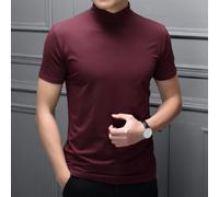 Camiseta básica lisa de manga corta para hombre, tela cómoda, adecuada para usar en capas (XL rojo)
