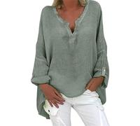 Camiseta Basica Ofertas Camisa De Lino Camisas De Mujer Túnica De Verano Cuello En V Camisa De Gran Tamaño Camisetas De Manga Larga para Mujer Camisetas Estampadas Elegante Casu Oferta De Primavera
