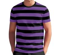 Camiseta básica para hombre de corte regular, camiseta de algodón acanalado, parte superior cómoda de manga corta, cuello redondo, camiseta interior para gimnasio, transpirable, manga corta, morado, L