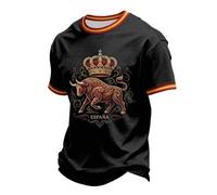 Camiseta básica para hombre, manga corta, elástica, para fitness, gimnasio, torero, diseño de torero, camiseta estampada, camiseta de algodón, camiseta de toro español, polo para Corrida Festival, Q