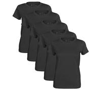 Camiseta básica para mujer, 100% algodón, cuello redondo, L