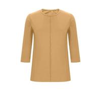 Camiseta básica para mujer con costura central decorativa, parte superior de manga larga con manga 3/4 y cuello redondo, túnica versátil para el día a día y la oficina, Style_u04 Khaki, M