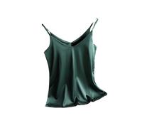 Camiseta básica sin mangas con tirantes delgados y cuello en V para mujer, camiseta de seda satinada de verano, EN8, M