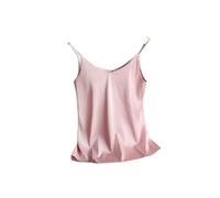 Camiseta básica sin mangas con tirantes delgados y cuello en V para mujer, camiseta de seda satinada de verano, pnnrk, S