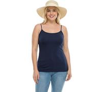 Camiseta básica sin mangas para mujer, con tirantes delgados, tirantes delgados, elástica, ajustada, camisola sin mangas, tallas 36-56, azul marino, 52-54
