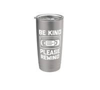 Camiseta Be Kind, Please Rewind con texto divertido VHS cinta retro Vaso térmico de acero inoxidable de doble pared