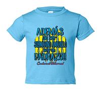 Camiseta bebé además de ser Submarino Amarillo soy un padrazo para aficionado al fútbol de Villarreal - Celeste, 1 año