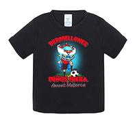 Camiseta bebé frase Bermellones puños fuera parodia robot de los 80 para nostálgicos futboleros de Mallorca - Negro, 2 años