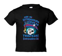 Camiseta bebé frase con mi Extremadura y cerveza nunca hay tristeza para aficionado al fútbol - Negro, 2 años