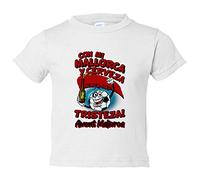 Camiseta bebé frase con mi Mallorca y cerveza nunca hay tristeza para aficionado al fútbol - Blanco, 1 año