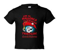Camiseta bebé frase con mi Mallorca y cerveza nunca hay tristeza para aficionado al fútbol - Negro, 1 año