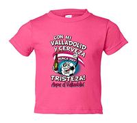 Camiseta bebé frase con mi Valladolid y cerveza nunca hay tristeza para aficionado al fútbol - Rosa, 2 años