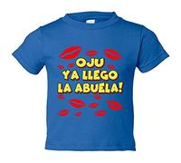 Camiseta bebé frase divertida oju ya llegó la abuela - Azul Royal, 1 año