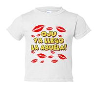 Camiseta bebé frase divertida oju ya llegó la abuela - Blanco, 2 años