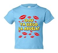 Camiseta bebé frase divertida oju ya llegó la abuela - Celeste, 1 año