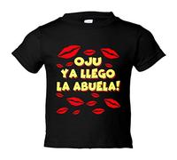 Camiseta bebé frase divertida oju ya llegó la abuela - Negro, 2 años