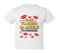 Camiseta bebé frase divertida oju ya llegó la abuela personalizable con nombre - Blanco, 2 años